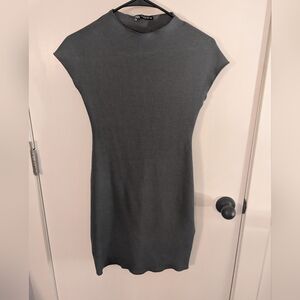 Zara Charcoal Cap-Sleeve Knit Mini Dress